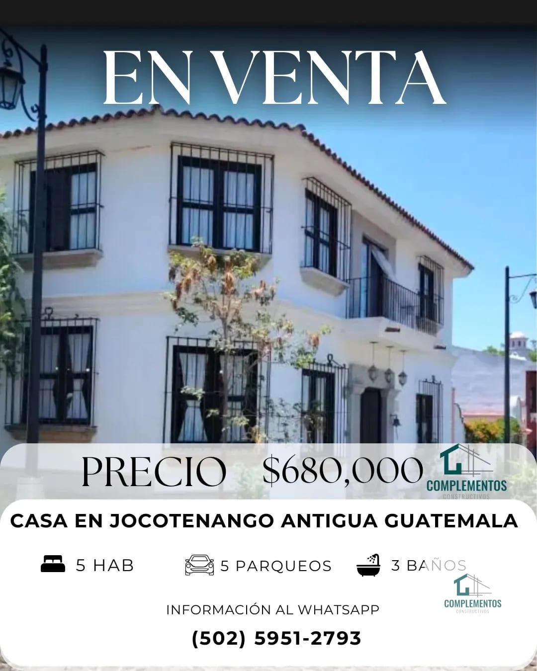 Antigua Guatemala, Casa en Venta Jocotenango, 5hab — Casa en Venta en Antigua, Sacatepéquez — foto 1 de 9