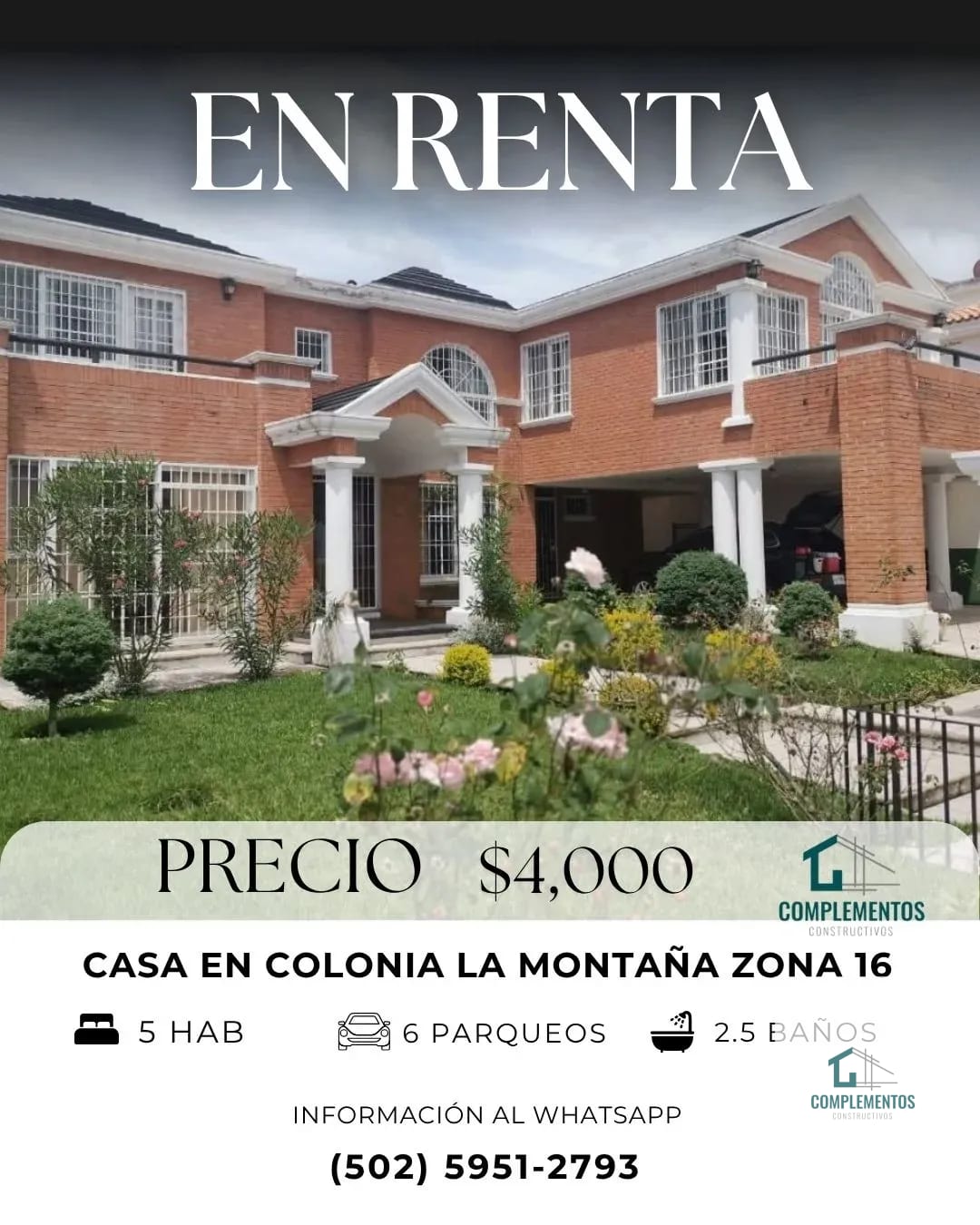 Colonia La Montaña, Casa en Renta Zona 16, 5 hab. 600 m² 1300 vr² — Casa en Alquiler en La Montaña, Zona 16, Guatemala, Ciudad — foto 1 de 8