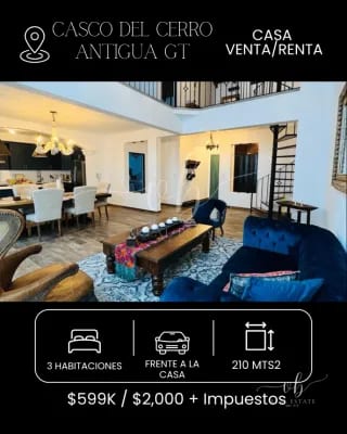 Casa en venta(amueblada) - Casco del Cerro - Antigua Guatemala — Casa en Venta en Casco del Cerro, Antigua, Sacatepéquez — miniatura 1 de 12